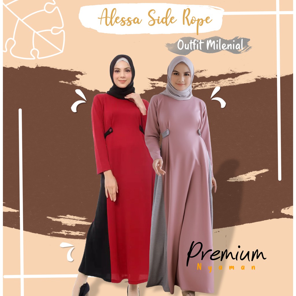 Setelan Gamis Atasan Baju Remaja Wanita Muslim Dress Kondangan Ibu Ibu Kekinian Casual Syari Terbaru