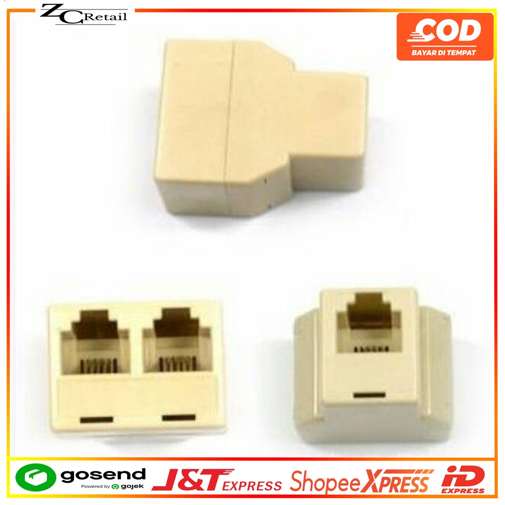 Conector Konektor Converter Konverter Barel Penyambung Cabang RJ45 1 ke 2