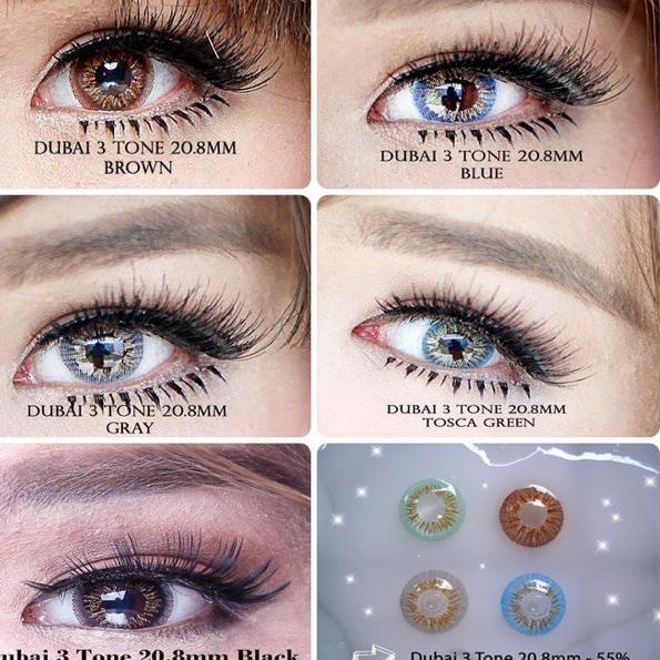 ϟ Mumpung Lagi Ada] ORIGINAL Dubai 3 Tones Series Soft lens Soflen Soflens Gray Grey Brown Blue Tosc