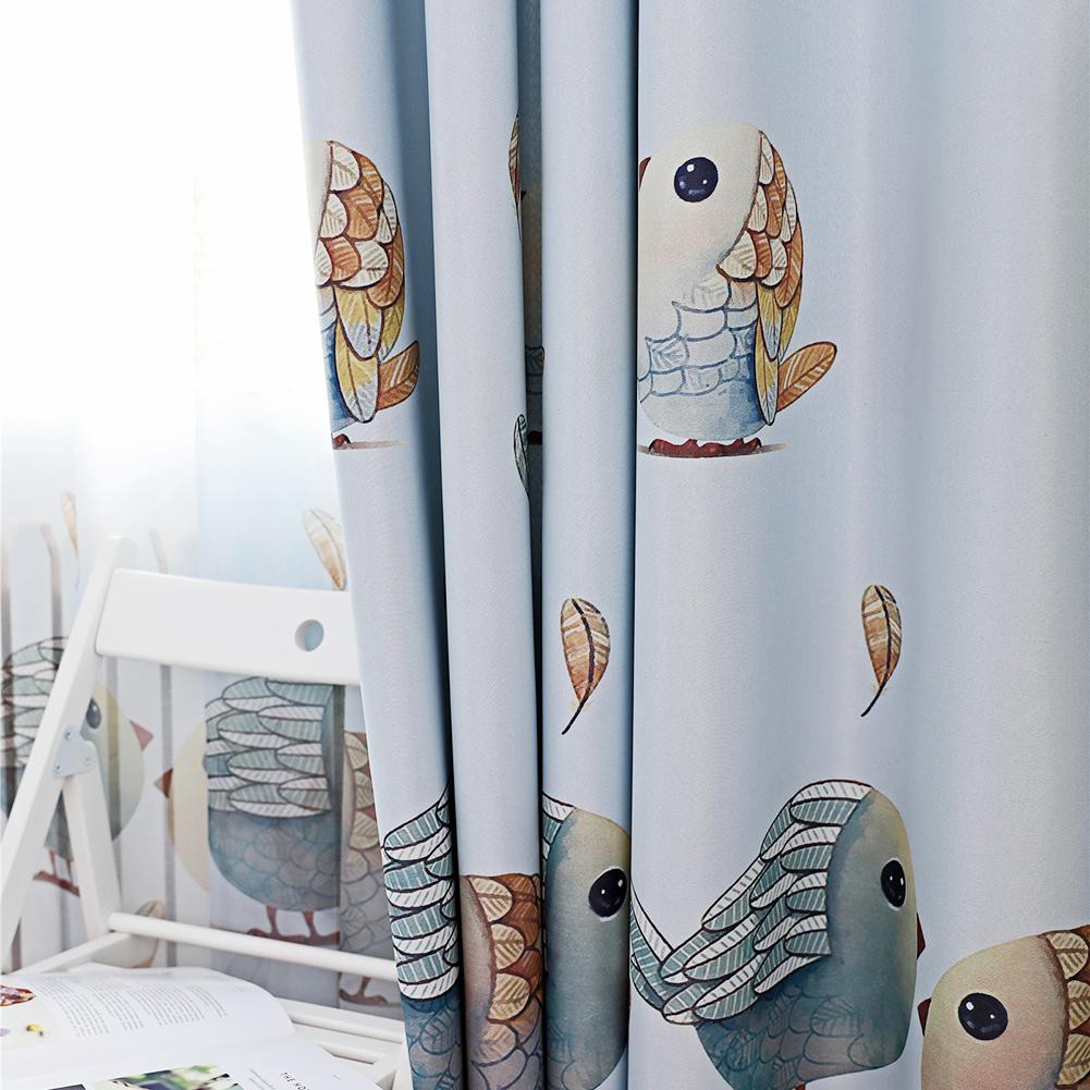 Leaves Printed Semi Blackout Curtains Living Room Bedroom Windows