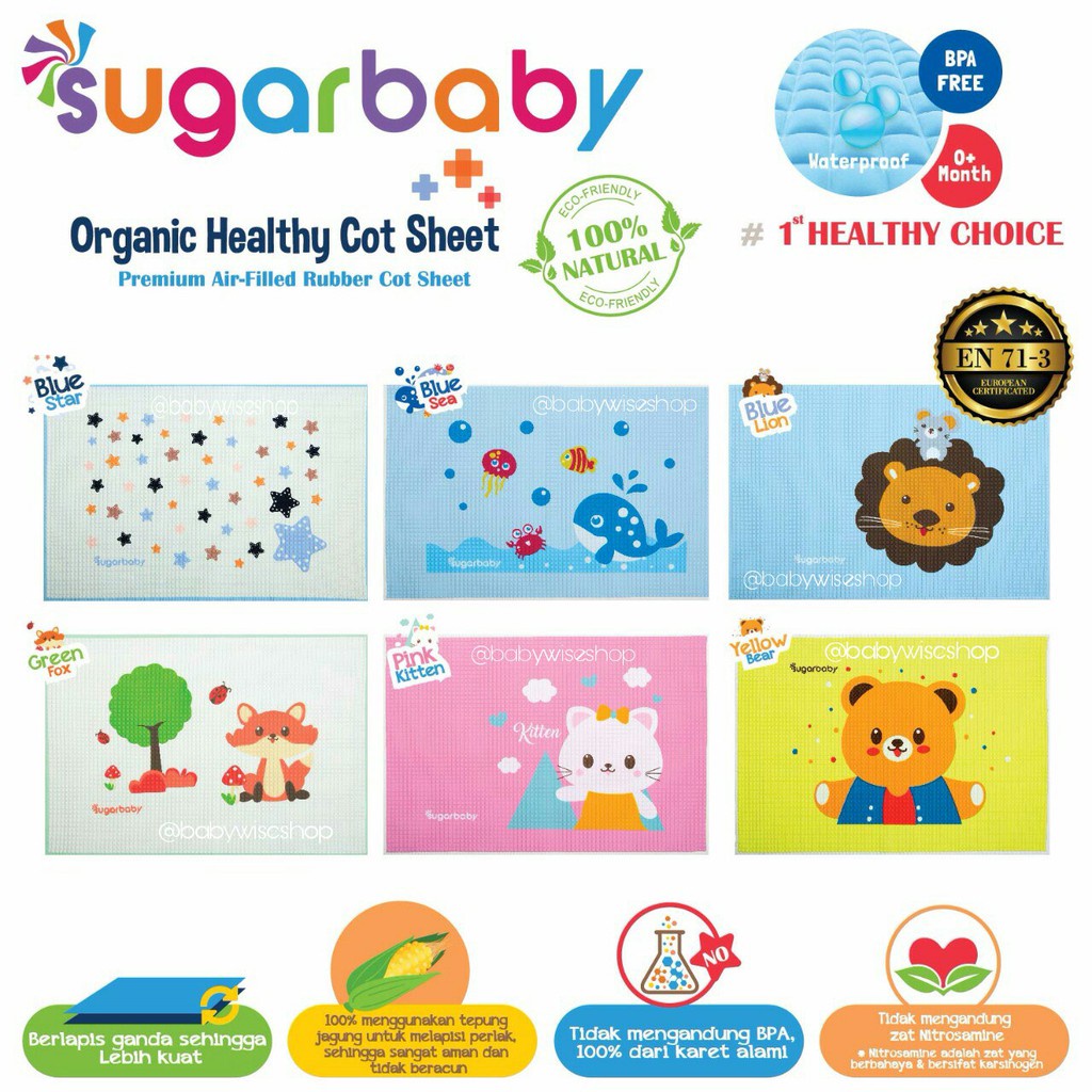 SUGAR BABY ORGANIC HEALTHY COT SHEET / PERLAK KARET ORGANIK