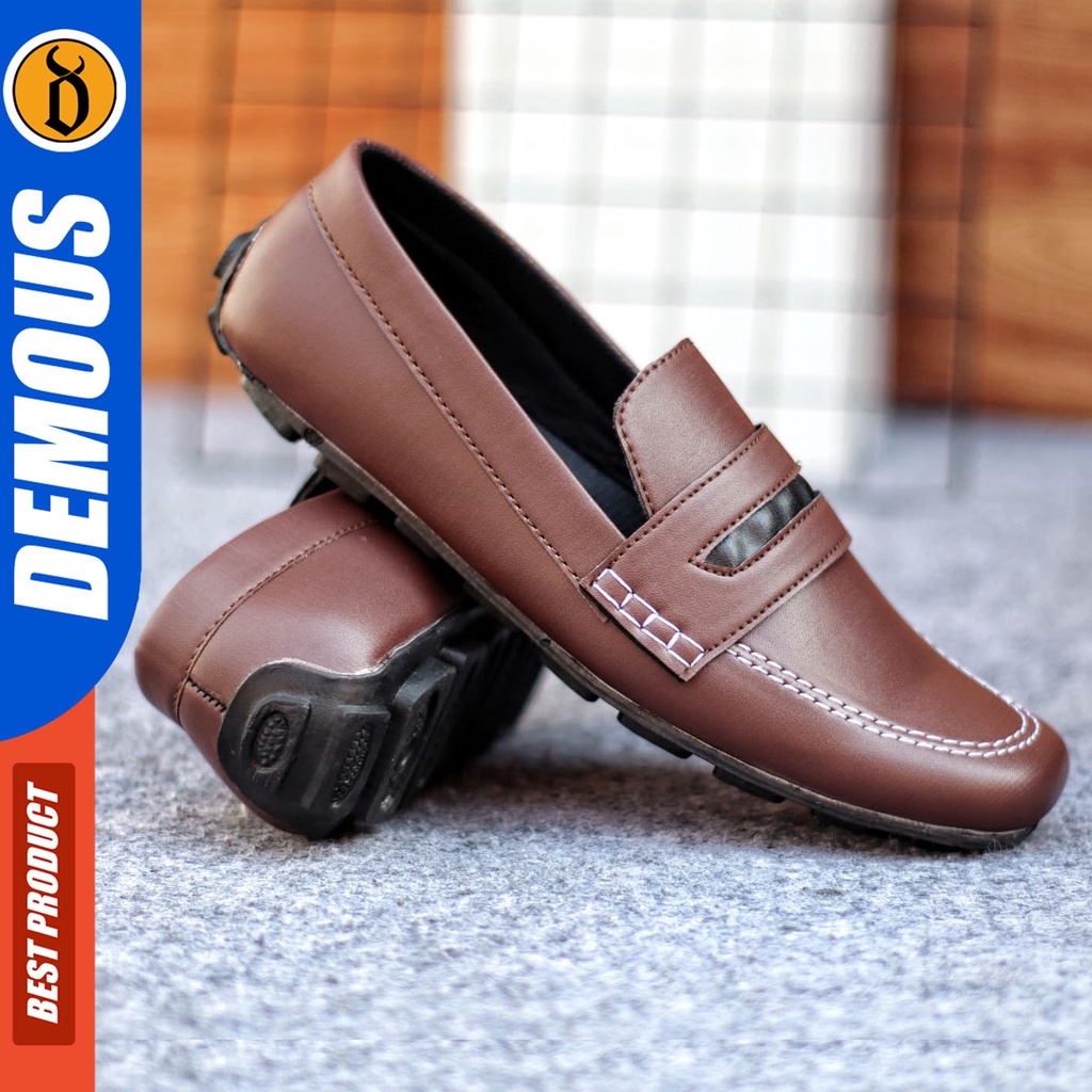 Sepatu Formal Pria Sepatu Casual Pria Kulit Pu Slop Sepatu Pantofel Kerja Kantor Kuliah Kondangan Sepatu Hitam Pria DEMOUS GALASA