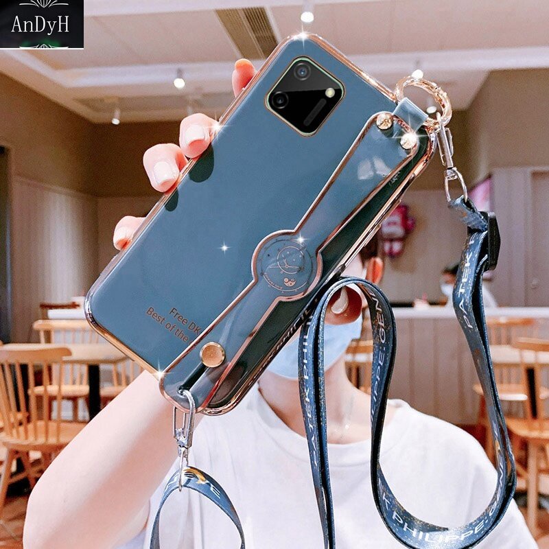 Casing softcase OPPO Realme C11 2020 C11 2021 Aksen Berlian Imitasi + lanyard