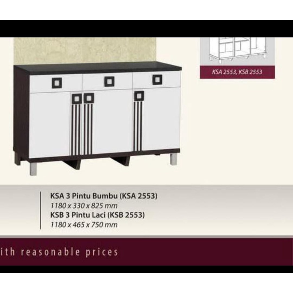 Lemari Dapur Bawah 3 Pintu Minimalis