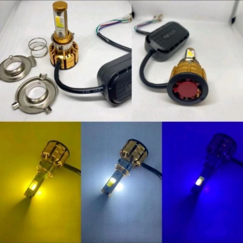 Lampu LED Depan Motor/Mobil  Utama Motor H6 H3 3 Warna Super Terang
