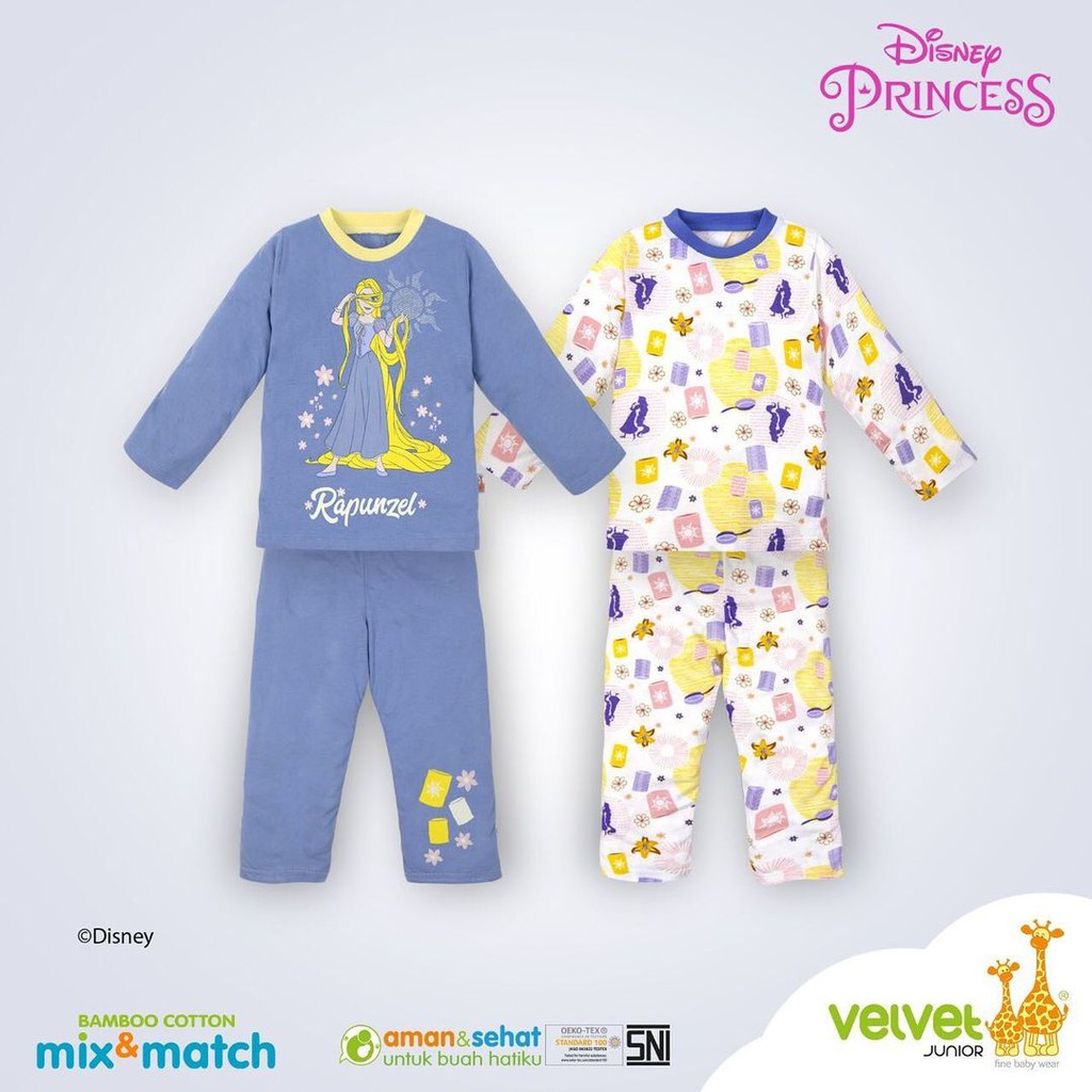 Velvet Junior Piyama Bamboo Cotton Mix &amp; Match Edition Disney Girl