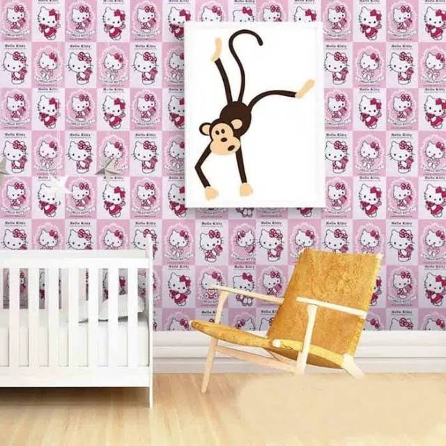 GROSIR MURAH - Wallpaper Sticker Dinding Hello Kitty Sanrio Pink Lucu 10M