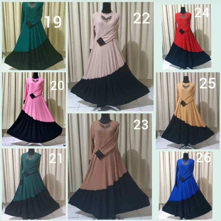 GAMIS JERSEY SUSUN MIRING KOMBINASI