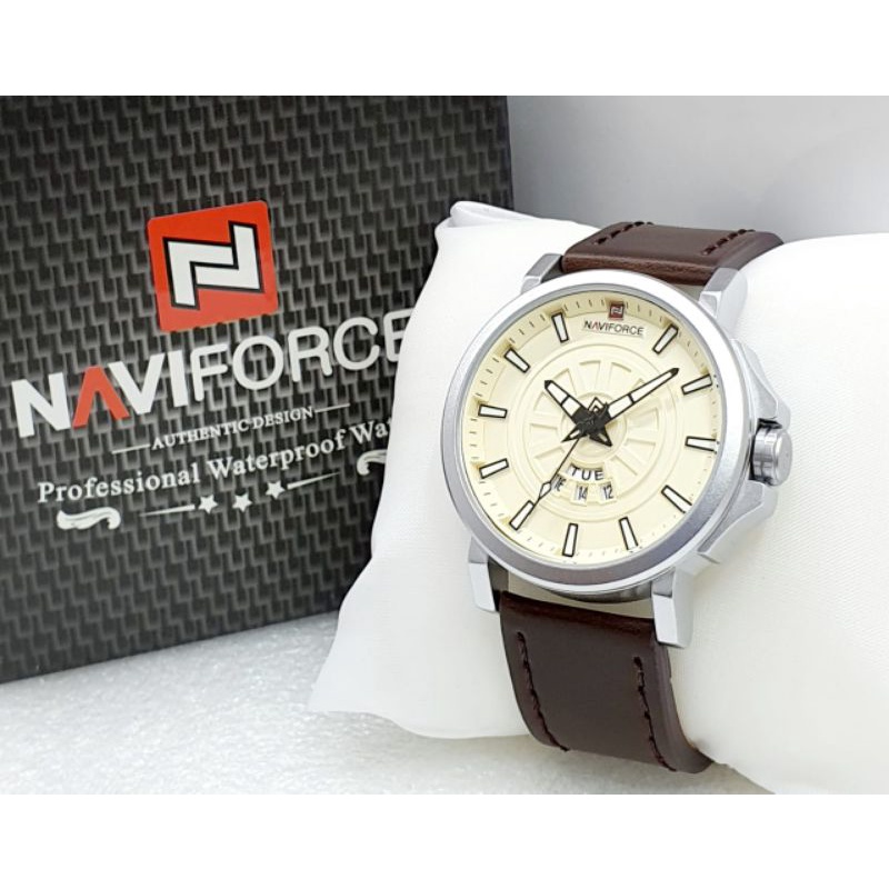 NAVIFORCE 9125 JAM TANGAN ORIGINAL NF PRIA KULIT FREE BOX GARANSI