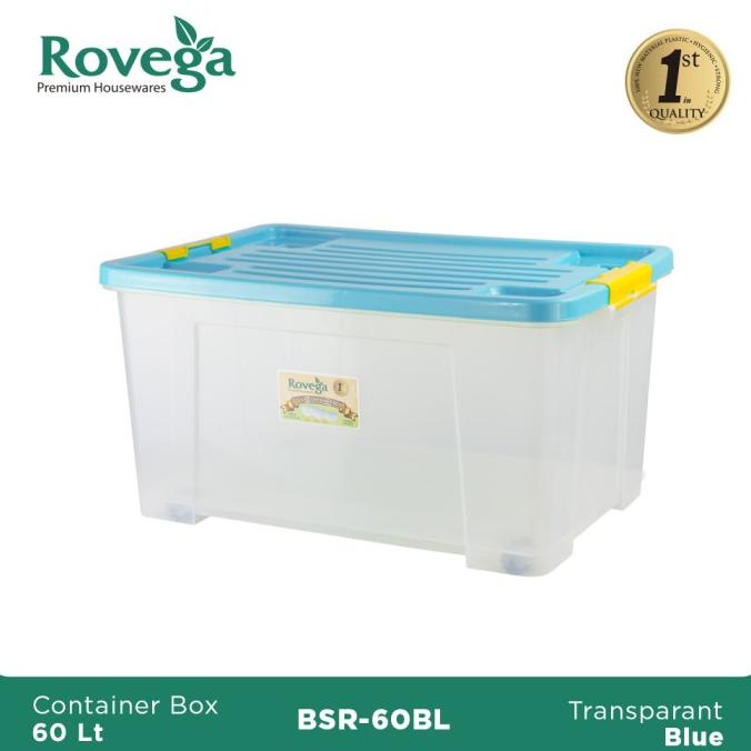 

Rovega Kotak Kontainer Plastik Premium dengan 4 Roda 60 Liter BIRU