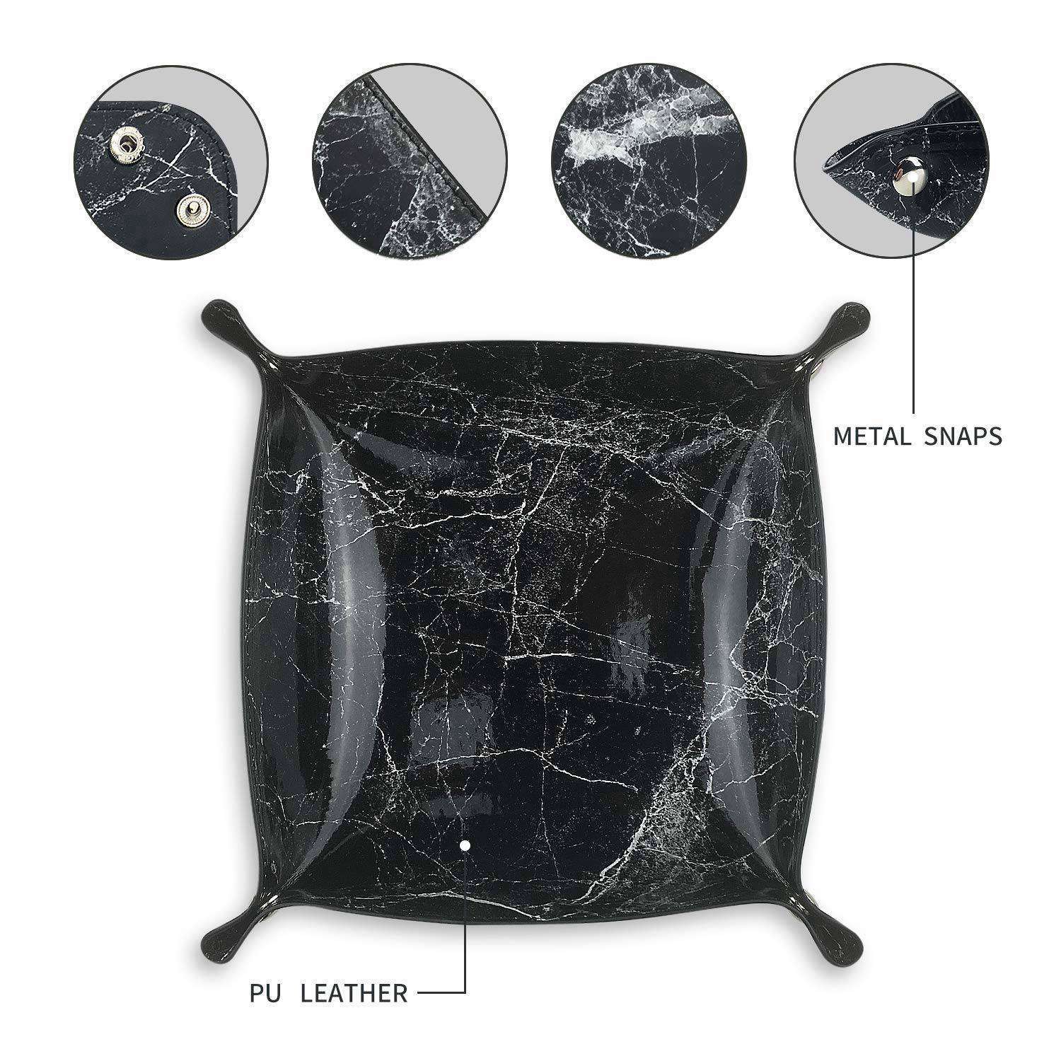 Ready Stock Leather Valet Tray Nightstand Desktop Dresser Jewelry Tray Black Pqi Shopee Indonesia