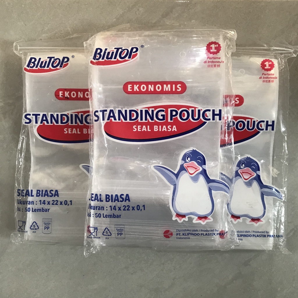 Standing Pouch 12x20, 14x22 Single Seal Polos, Ziplock , Plastik Klip Kemasan Berdiri