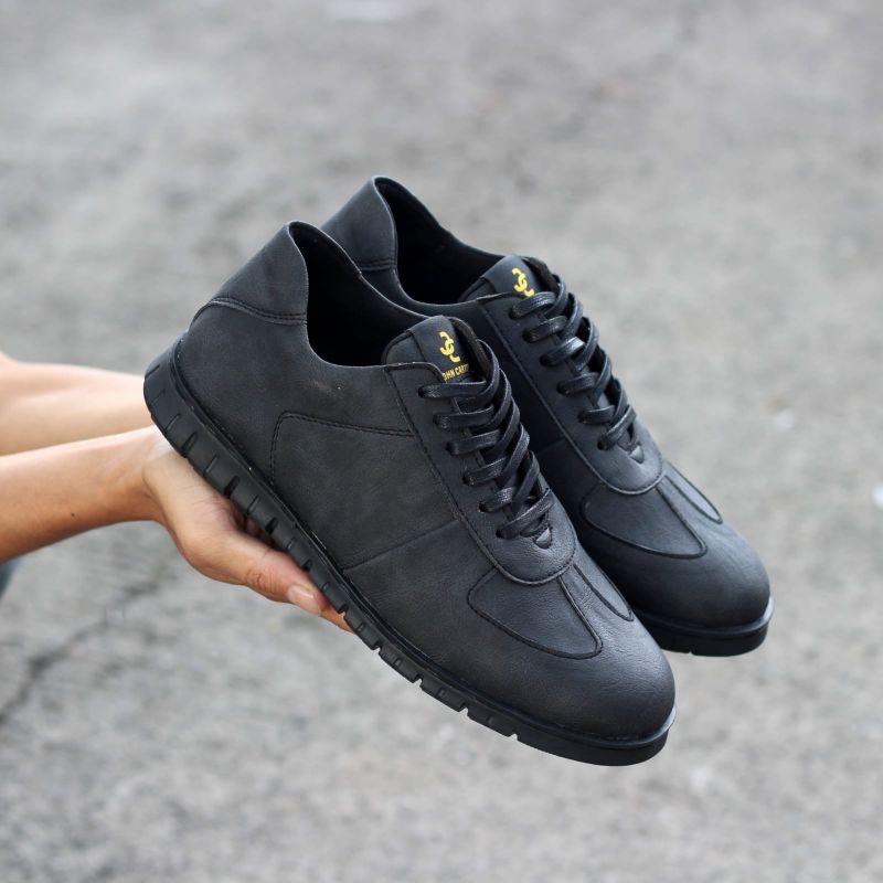 WOLF x CARTER BLACK Sepatu Kasual Sneakers Kulit Asli Model Brogue ch1 Sol Microtech Rubber