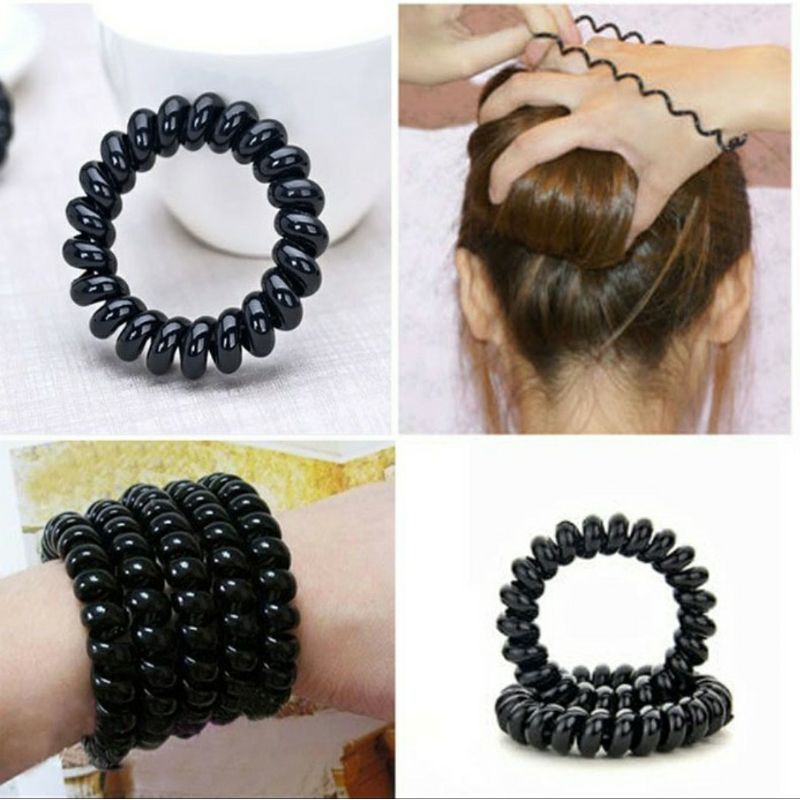 IKAT RAMBUT SPIRAL HITAM BESAR