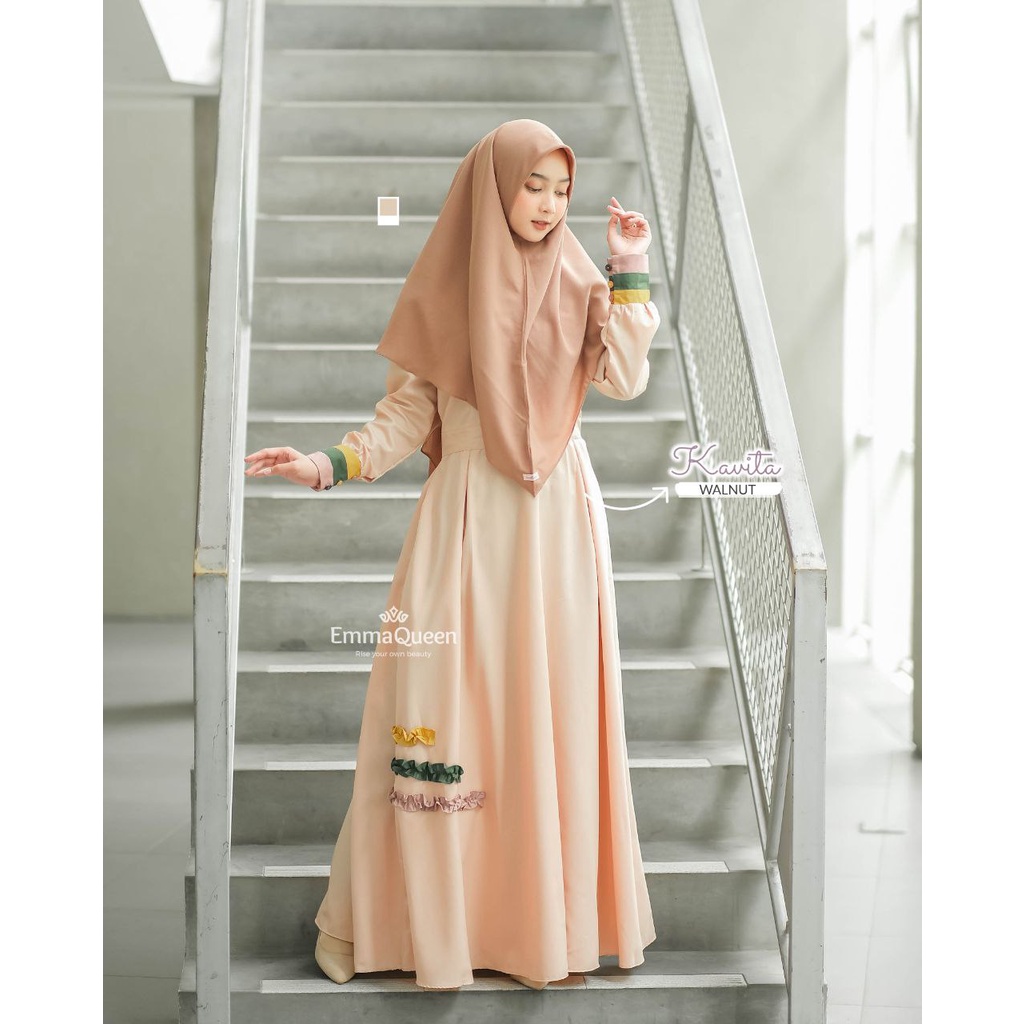GAMIS KATUN TOYOBO PREMIUM - Kavita Dress by EmmaQueen - Gamis Cotton Toyobo Castelo Bahan Premium W