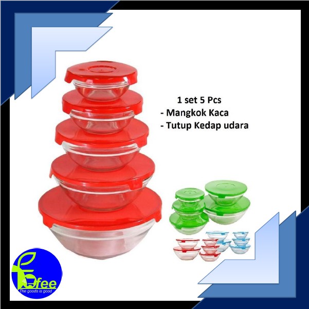 [IMPORT] - Bowl Set MANGKOK KACA BERANAK / MANGKOK KACA SET ISI 5 - GLASS BOWL SET 5IN1