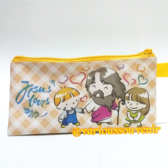 Souvenir Natal Souvenir Paskah Sekolah Minggu Gereja Anak Tempat Pensil Mini Case Jesus Loves Us