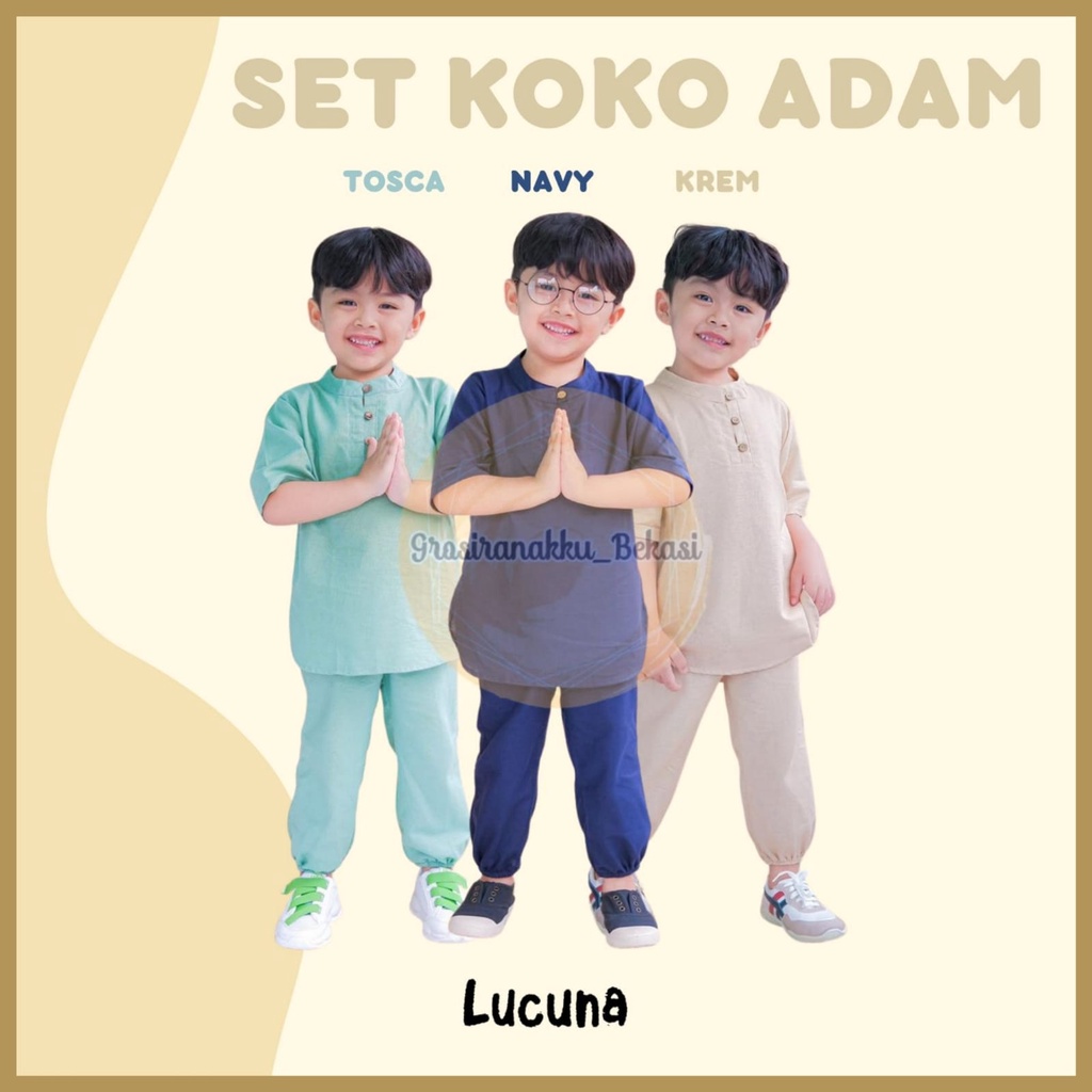 Setelan Anak Koko Adam Lucuna Linen Mix Warna 1-5 tahun