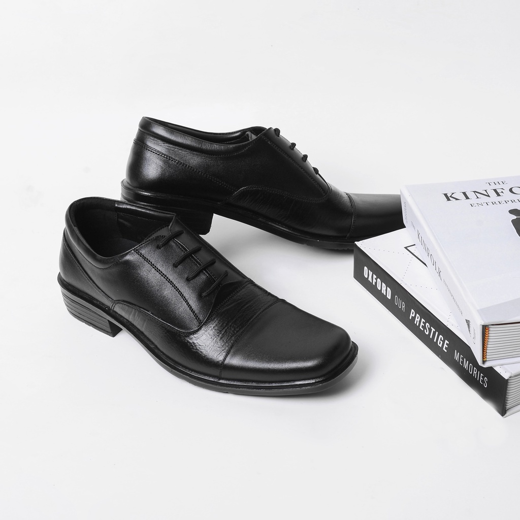 davalo Sepatu Pantofel Pria Kulit Asli Oxford Formal Hitam Original 100%