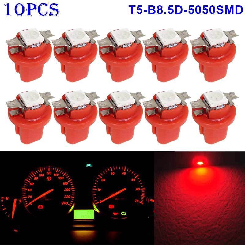 10x T5 B8.5D 5050 1SMD Car LED Dashboard Light Bulbs 12V