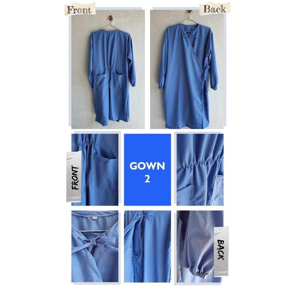 Gown Medis / Gaun Operasi Bedah / Jubah OK / Oka / APD / Surgical saku + kerut dokter perawat bidan