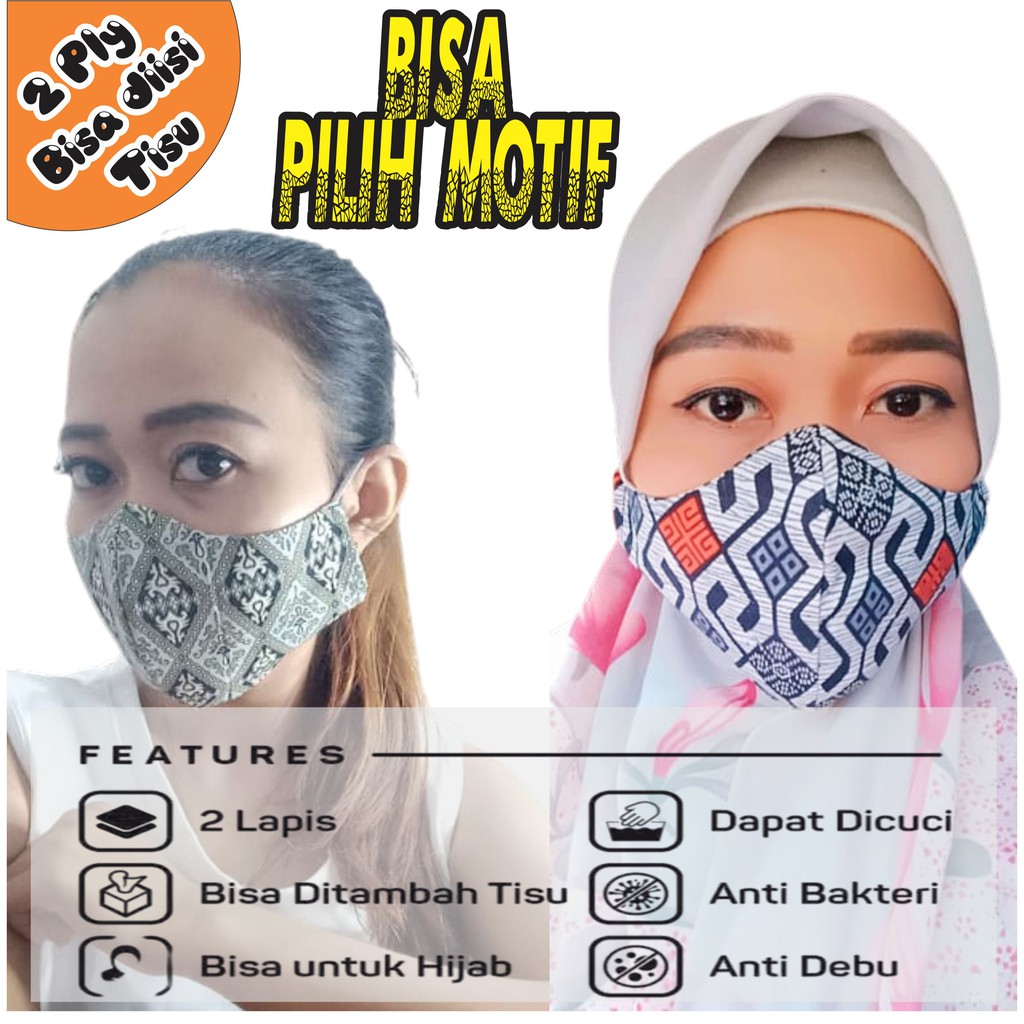  Masker  kain hijab  headloop masker  batik  masker  earloop 