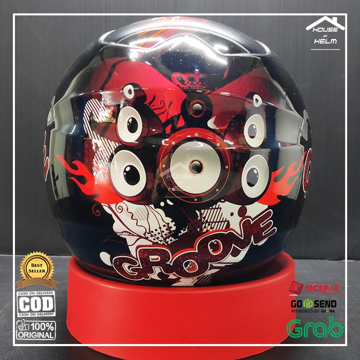 Helm Cowok Cowo Pria Cewe Cewek Wanita  Half Face Halfface BMC Milan #2 Doodles LIMITED BLACK Hitam