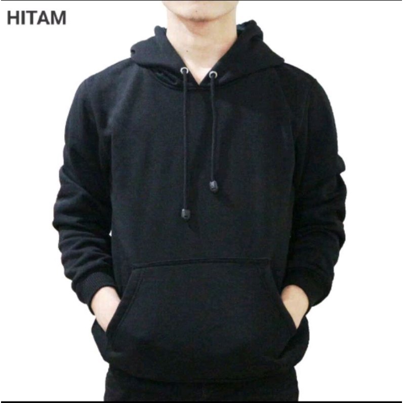 JAkET HOODIE HITAM POLOS /JAKET HODI PRIA WANITA SIZE; M,L,XL,XXL,XXXL