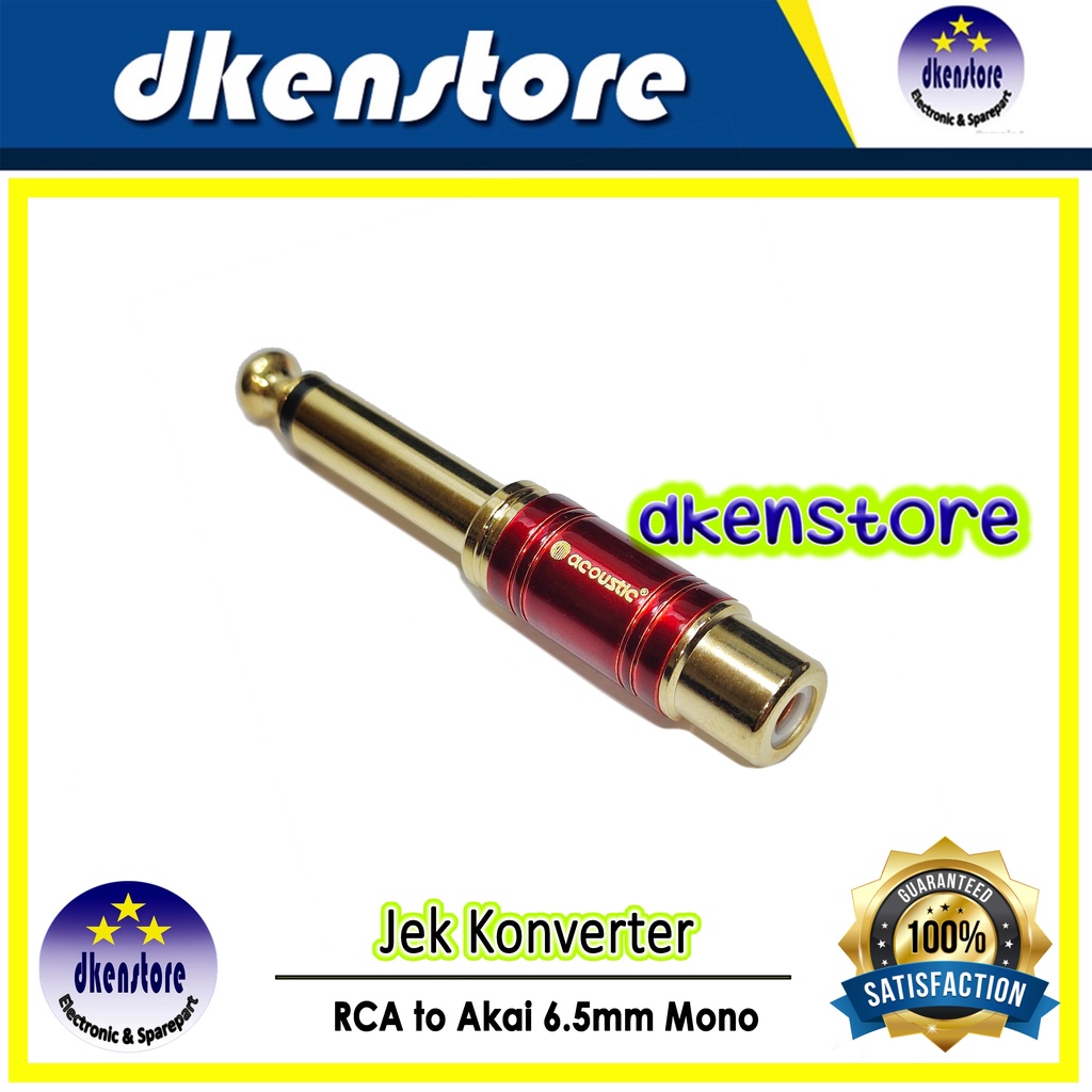 Jek konverter RCA to akai 6.5mm Mono konektor rca ke mic mono premium