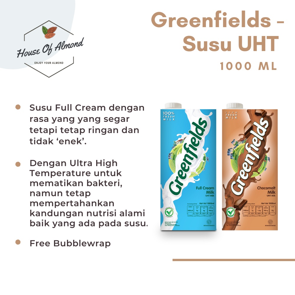 

Greenfields Susu UHT / UHT Milk 1 Liter