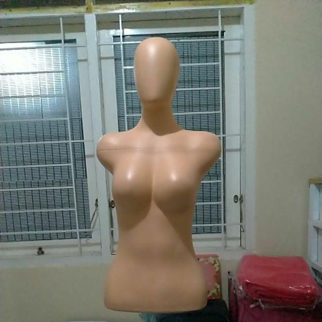 Patung / Manekin Torso Kepala Dewasa + Kaki Kayu / Besi