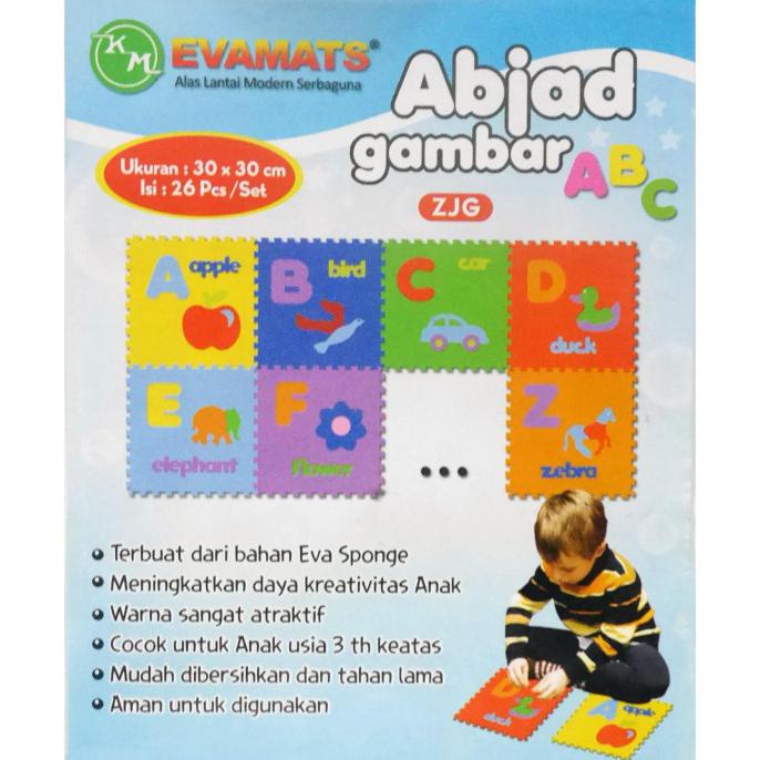 EVAMAT 30x30cm ABJAD + ANGKA GAMBAR ISI 26+10