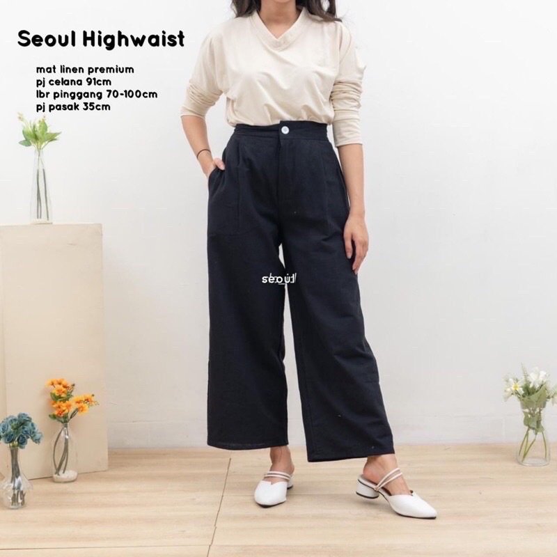 KULOT LINEN HIGHWAIST / CULLOTE PANTS / CELANA KULOT WANITA