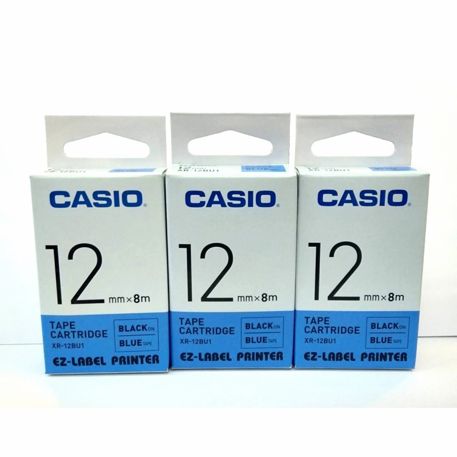 EZ-Label Printer Casio 12mm Black in Blue XR-12BU1