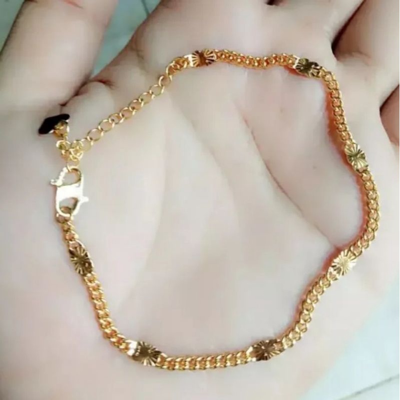 Gelang Rantai Polos Titanium Gold Lapis Emas 24k Anti Luntur