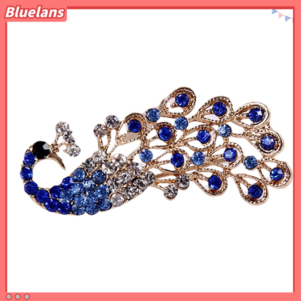 Bluelans Brooch Pin Shiny Lovely Women Fashion Peacock Shape Collar Pin