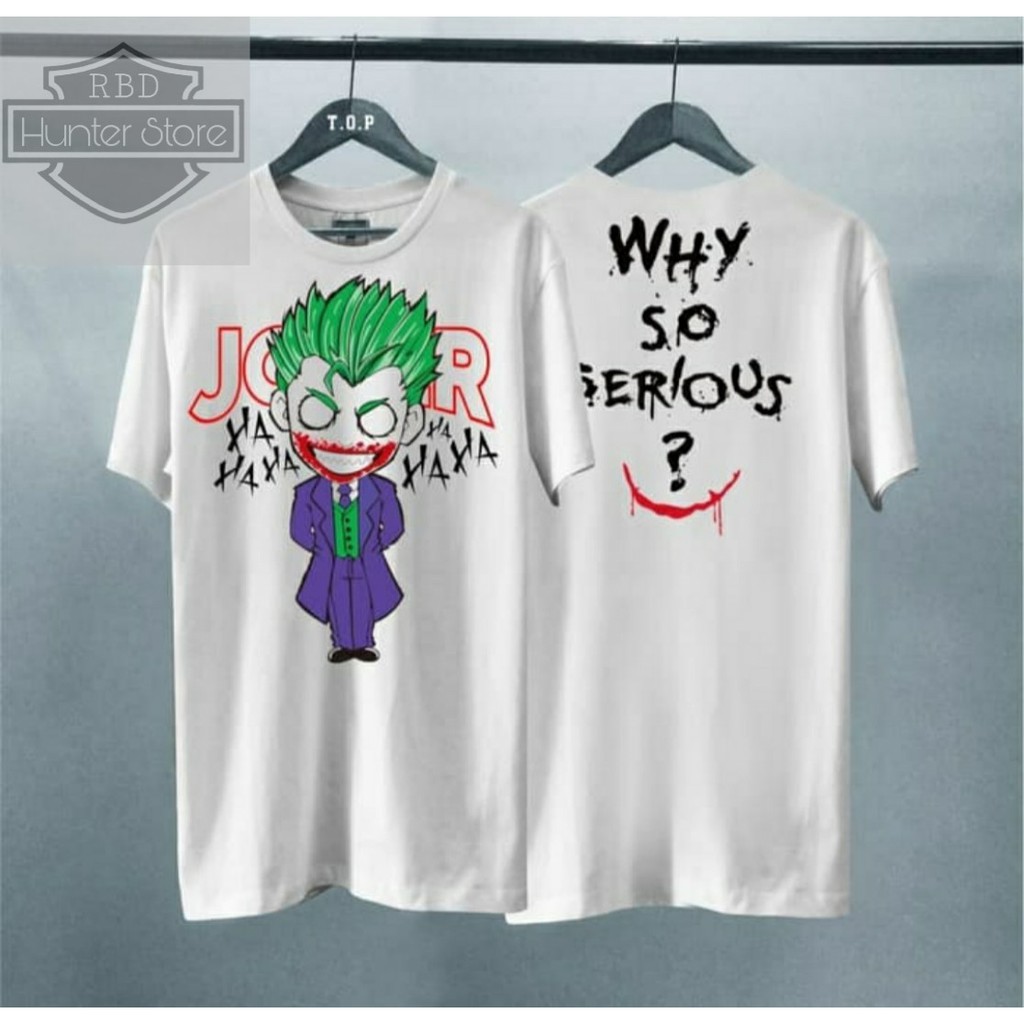 T-shirt Joker / Baju Kaos Distro Pria Joker Putih Pendek Slimfit