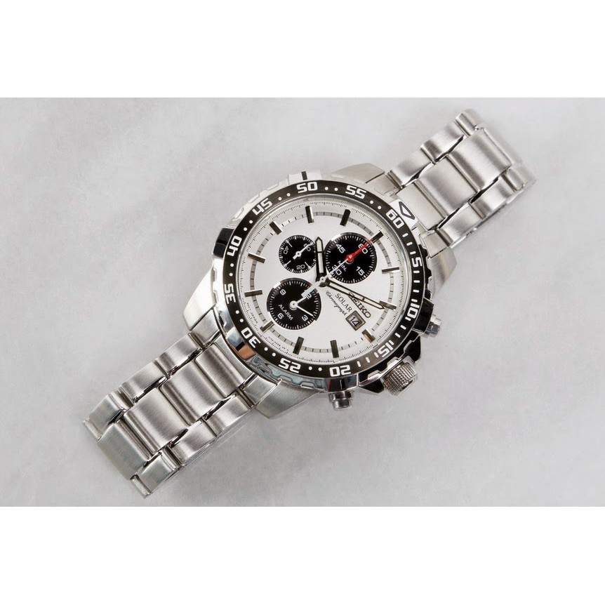 Seiko Solar SSC297P1 Chronograph White Dial - Jam Tangan Pria SSC297