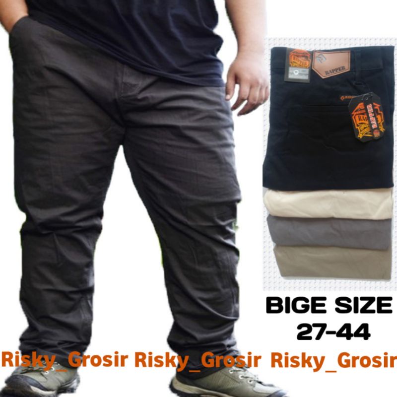 Bige Size-Celana Chino Pria Ukuran Jumbo/Bige Size Bahan Katun Original 27-44