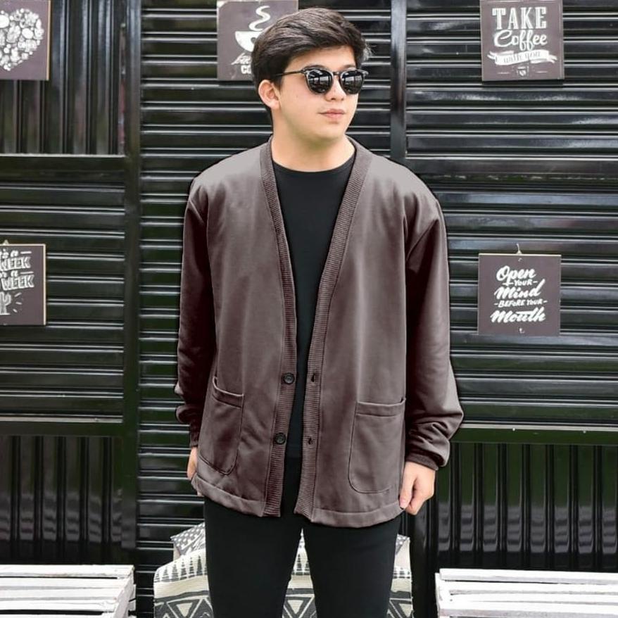 DISKON FAHRY Outer Cardigan Pria MURAH MERIAH / Outer Cowok Korea / Jaket Kancing Depan Ala Korean S