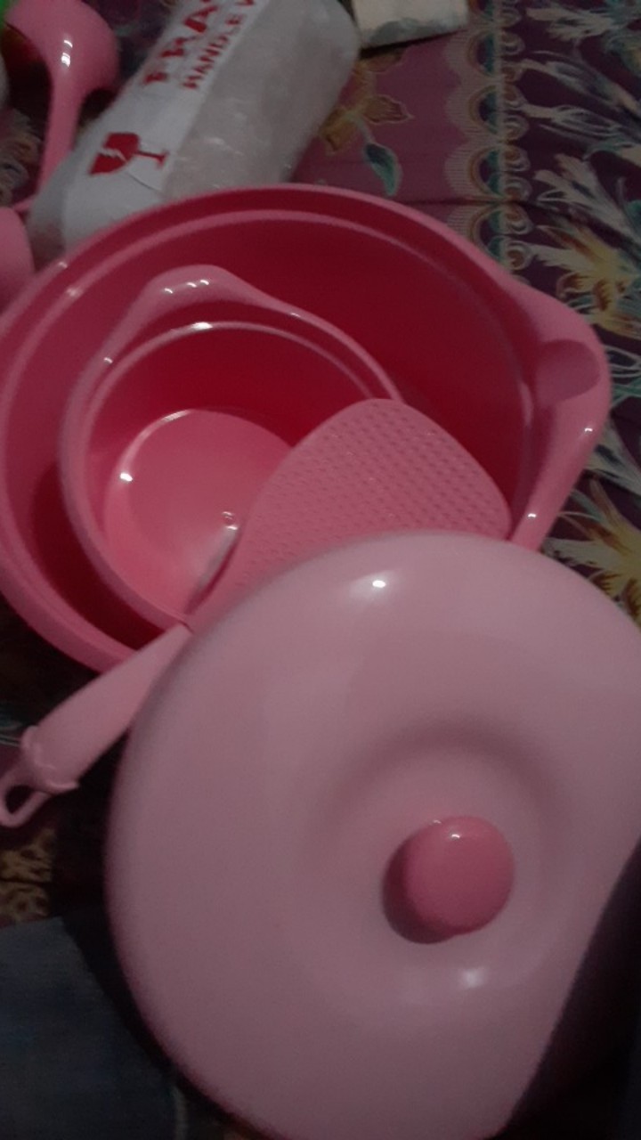 Btbt-192 Wadah Saji/ Mangkok Sayur/ Basi Tutup Medium Pink Golden Lemon