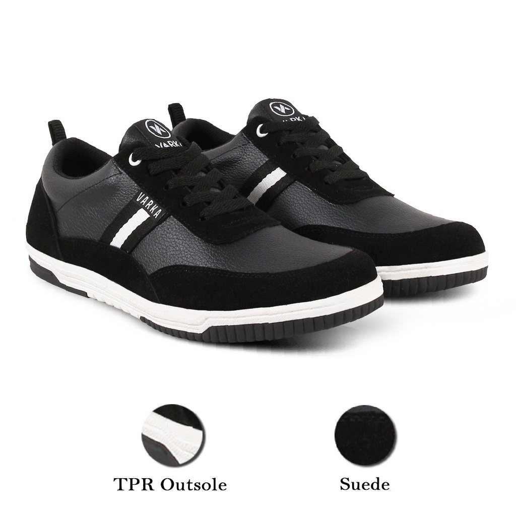 Sepatu Sneakers Pria Terbaru V 6591 Brand Varka Sepatu Kets Kasual Kuliah Kerja Hangout Trendi Berkualitas Warna Hitam