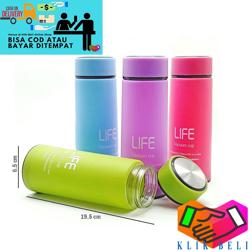 Botol Kaca Life 450ml Botol Air Minum Motif Karakter Animal Termos Glass Bottle Tumbler