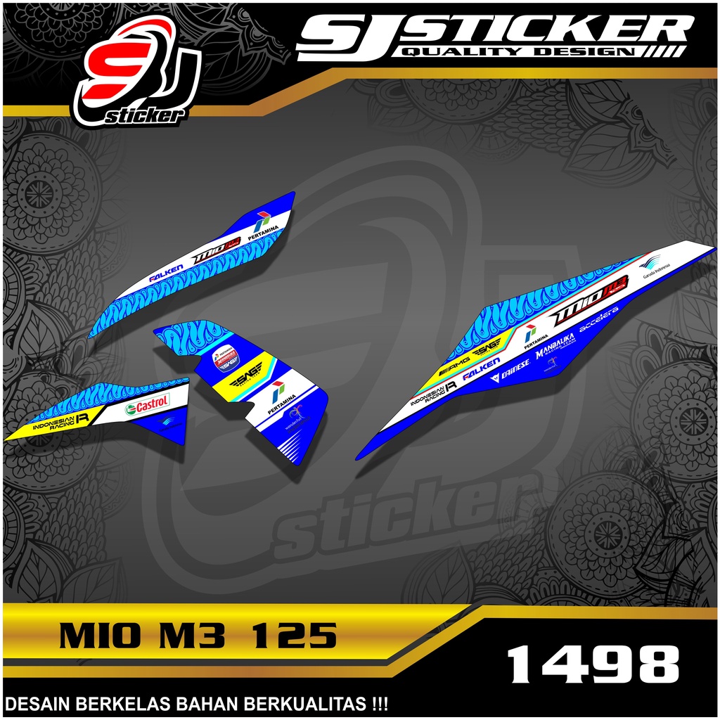 1498 STRIPING MIO M3 MANDALIKA RACING STIKER RACING SEMI FULL
