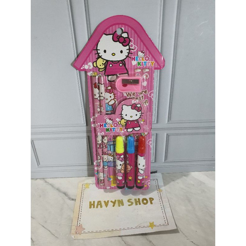 paket alat tulis/stationery set/study set spidol-Hello Kitty