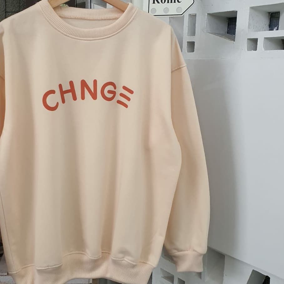 Change Sweater Remaja Pria Wanita Sweatshirt XXL Gaya Trendy Bahan Fleece