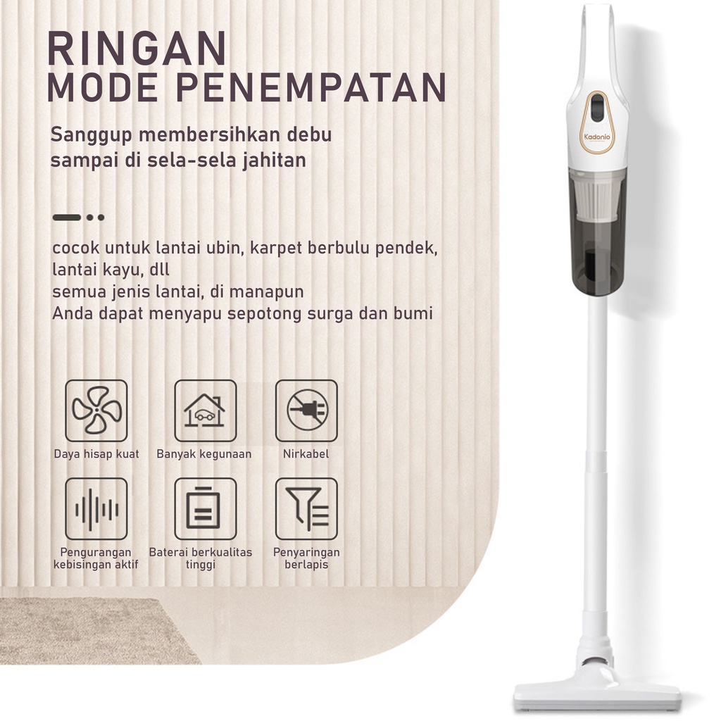 Kadonio Vacuum Cleaner Handheld Portable Strong penyedot debu Wireless Vacum Cleaner Sapu Otomatis Daya Hisap Kuat Banyak Kegunaan Nirkabel