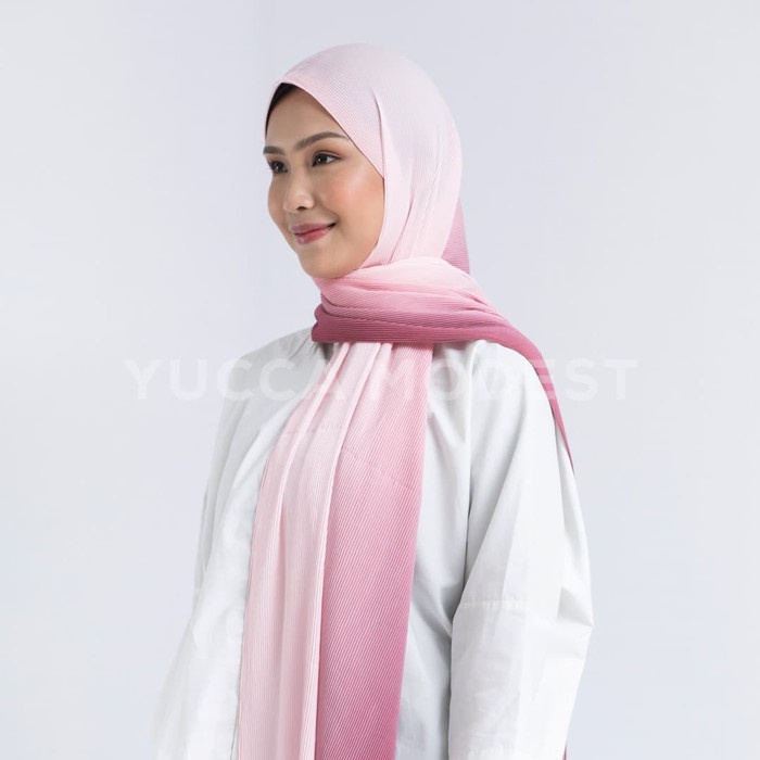PASHMINA- YUCCA MODEST PASHMINA PLISKET CREPE HAWA - OMBRE PINK -PASHMINA.