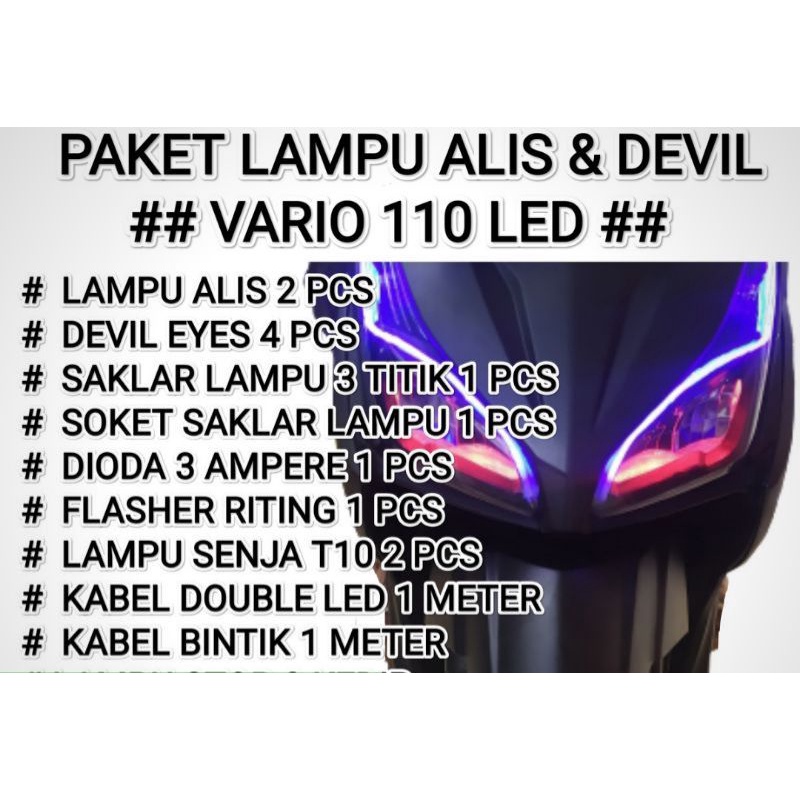 Paket lengkap lampu alis devil eyes vario 110 LED TERMURAH