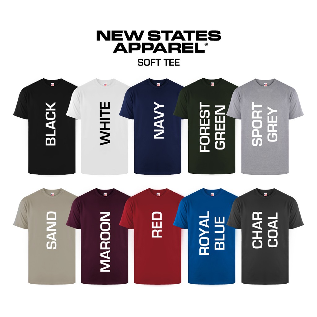 Kaos Polos New States Apparel Soft Tee 3600 Cotton Combed 30s Bahan Lembut dan Adem (Part 1)